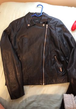 Black leather jacket.