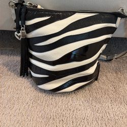 Brighton Black & White Zebra Print Crossbody Bag 
