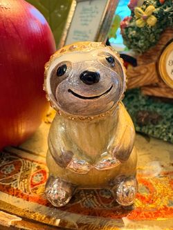 Decorative Sloth Figurine with Rhinestone Accents
