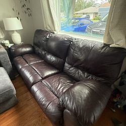 Brown Leather Reclining Couch