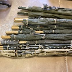 Large collection lot of vintage military stretchers gurney litter hospital medic gear WW2 WWII post war