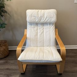 IKEA Poäng Chair - Rare Beech Veneer Frame + White Cushion