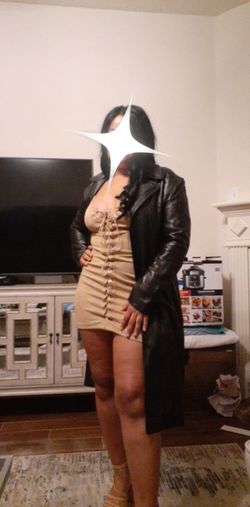 Luxurious Black Leather Trench Coat
