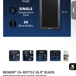 Newair 24 Bottle Black Wine Cooler 