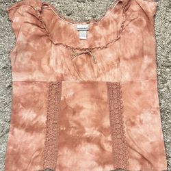 Vintage Fashion Bug Women’s L Orange Tye Dye Boat Neck Sleeveless Top Taiwan