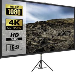 80" VEVOR Tripod Projector Screen with Stand 4K HD 16:9