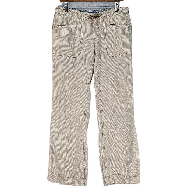 The North Face Women’s Larison Cotton Linen Blend Pants Size 8 Cream/Tan Stripes