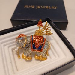 Vintage Bombay Elephant w/ Decorative Howdah Brooch Pin
