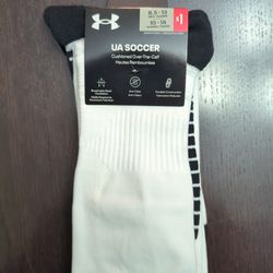 Under Armour, UA Soccer Over-The-Calf Socks, White Mens Size 8.5-13 Womens 10-14