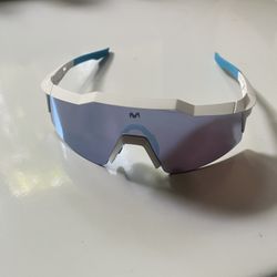 100% Speedcraft SL Team Movistar White Blue Mirror Lens Baseball And Cycling Sunglasses 