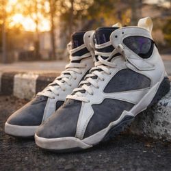 Air Jordan 7 Retro Flint 2021 CU9307-100 Mens Size 8.5 White Grey Varsity Purple