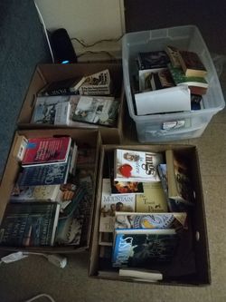 5 boxes of books for sale