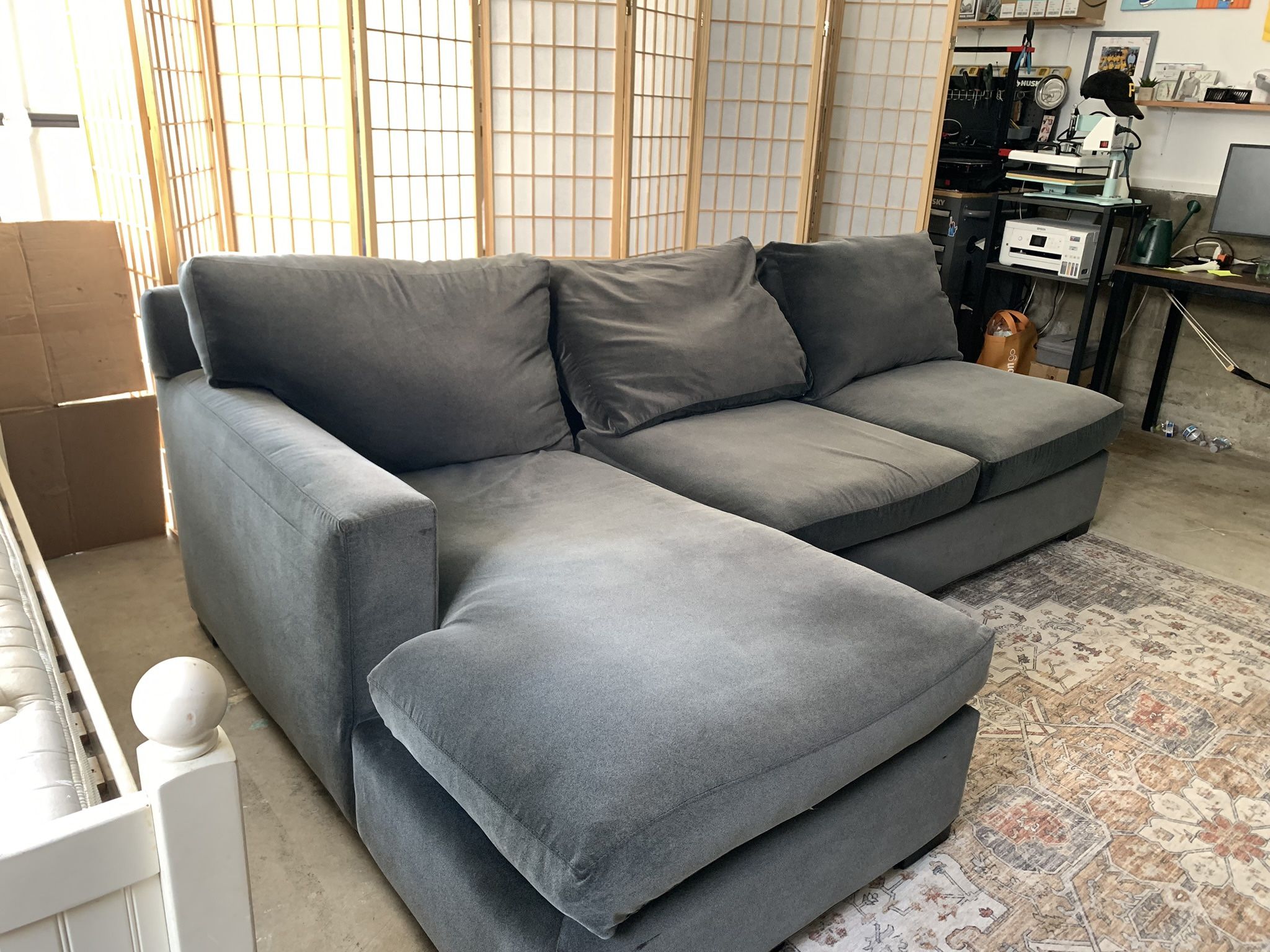 Crate And Barrel Grey Sectional Comfortable Sofa Couch for Sale in