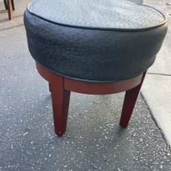 Padded Stool - Wood and Bonded Leather