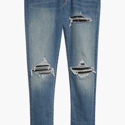 AMIRI MX1 Leather Patch Ripped Skinny Jeans
