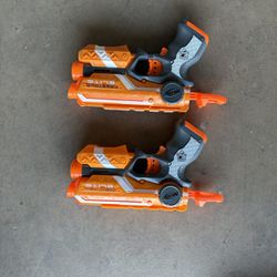 2 Orange Nerf Pistols (Bullets Included)