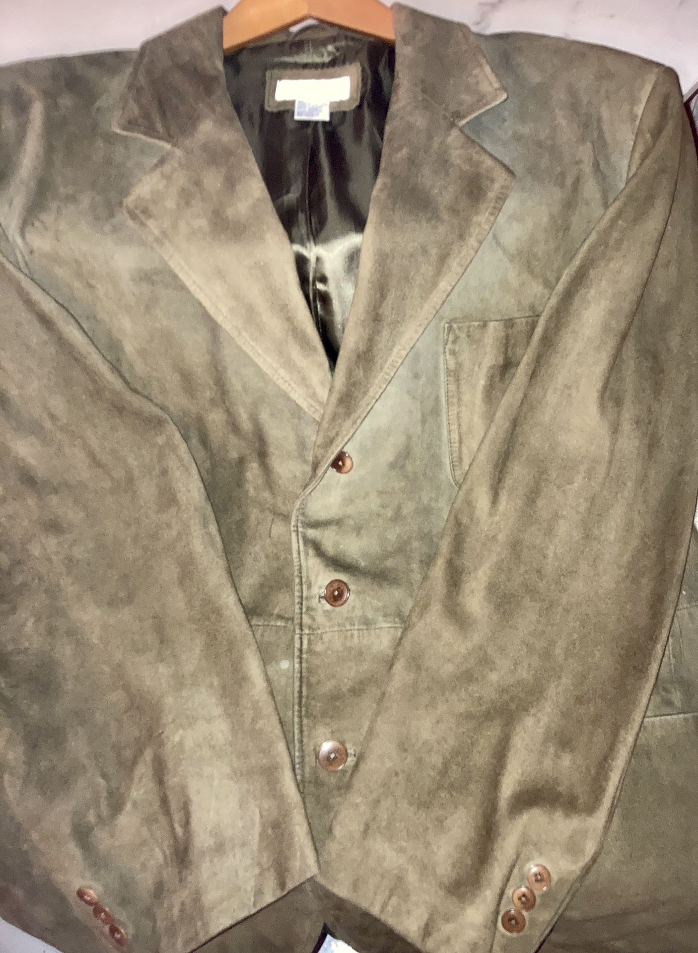 Vintage Barry Bricken Mens Goat Genuine Suede Sports Coat Brown XL Satin Lining
