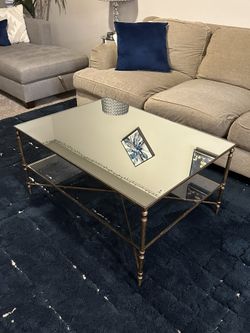 Mirror/Glass Gold Accent Coffee Table