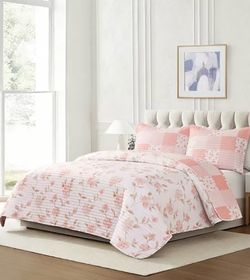 Pinsonic Patchwork Reversible 3-Piece Quilt Set, Full/Queen
