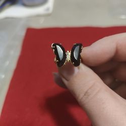 Obsidian Crystal Adjustable Butterfly Ring