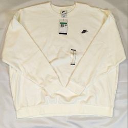 Men's Size XL Nike Club Crewneck Sweater Knit Sweatshirt Cotton Sail White NWT