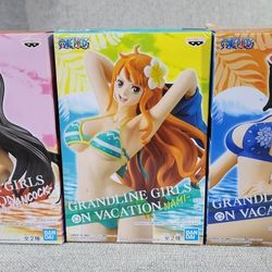 Banpresto Grandline Girls On Vacation (Se venden solo las 3 juntas Y Nami Pueden Decidir Si Color Verde o Rosa)