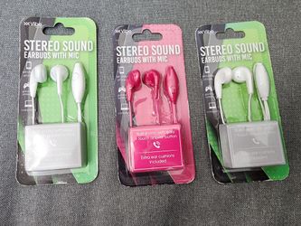 Vibe Sound Stereo Earbuds with Mic – 3 Pack