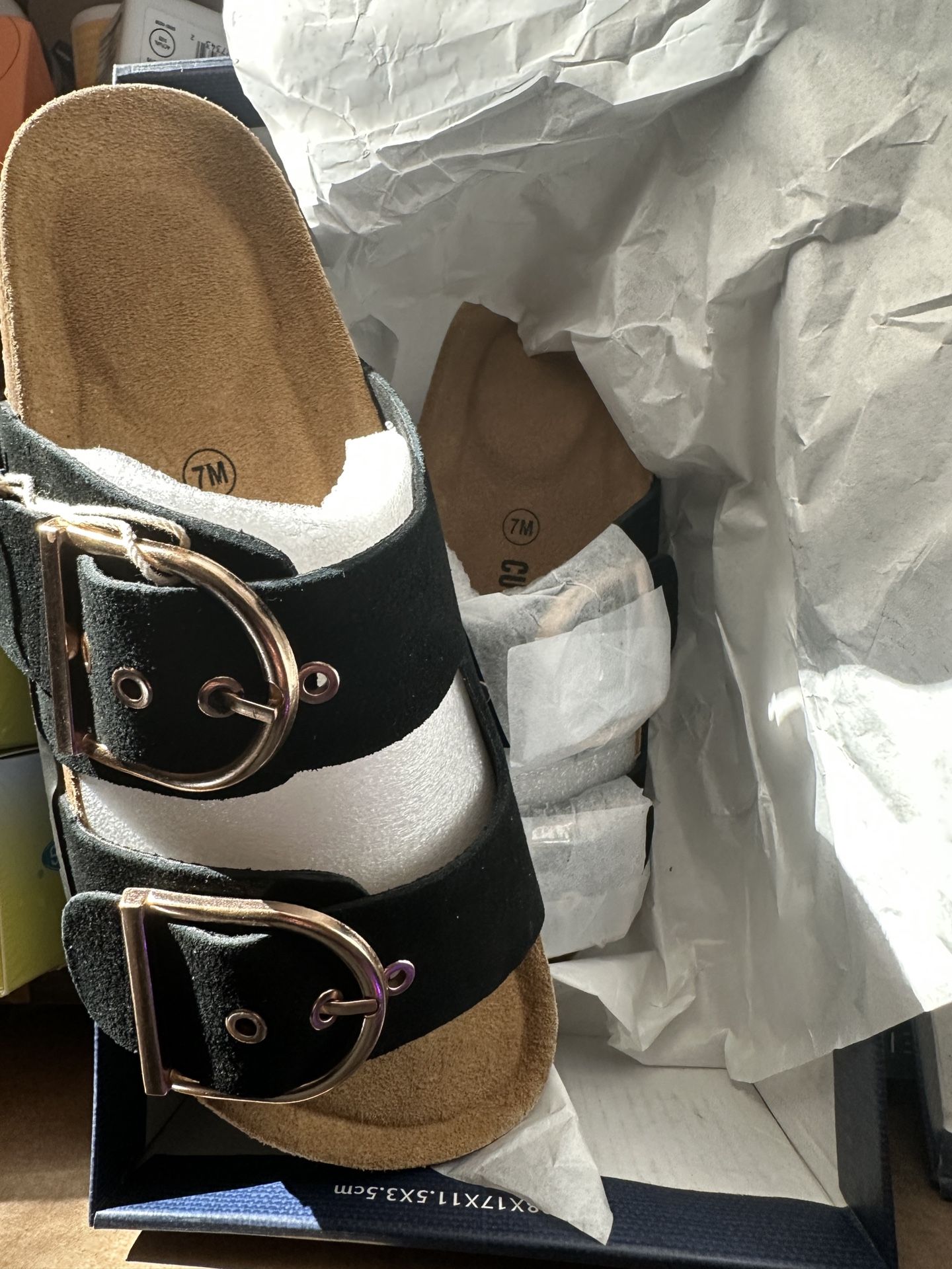 Cushionaire Brook Women’s Suede Double Buckle Cork Footbed Sandles W/memory Foam 