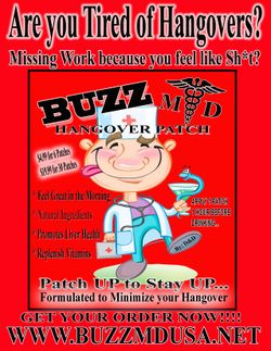 Buzz MD Hangover Patch, All Natural Ingredients... SAY GOOD BYE TO HANGOVERS...