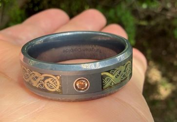 Tungsten Carbide Celtic Dragon Wedding Band Men's 11.5