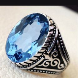 *NEW ARRIVAL* Beautiful Round Blue Topaz Ring Sizes 6 - 10 *See My Other 500 Items*