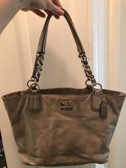 Coach- taupe sparkly leather bag