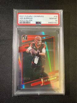 2021 Clearly Donruss Joe Burrow Holo Silver /10 #10 PSA 10 GEM MINT POP 2