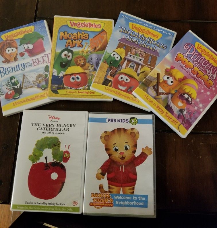 Children'svideos. $3 each or all six for $15