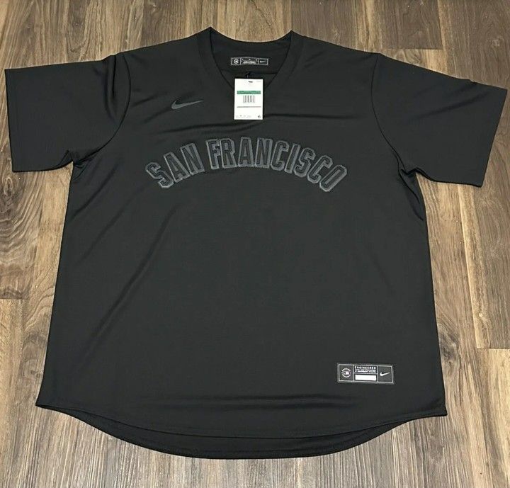 Nike San Francisco Giants MLB Genuine Merchandise Triple Black Pullover V-Neck Jersey Authentic New