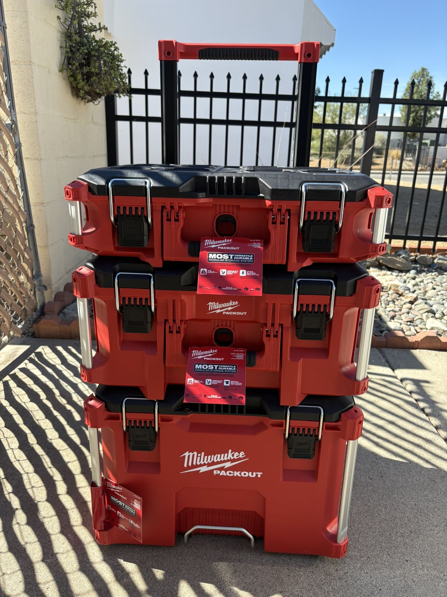 Milwaukee Rolling Tool Box 48-22-8427-large Tool Box 48-22-8425- Tool Box 48-22-8424. Packout (3) Piece