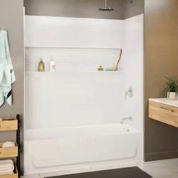 NexTile 60 x 30 x 60 in. Four-Piece Direct-to-stud Bathtub Wall Kit