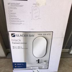 Glacier Bay 18 in. W x 30 in. H Oval Shape Aluminum Framed Wall Bathroom Vanity Mirror in Black (Screws Not Included)