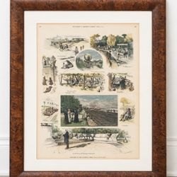 W. H. Jackson 1883 Sketches in the Eastern Parks Hand Colored Print, Framed