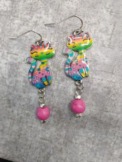 New Colorful Cat Dangle Earrings