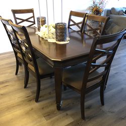 Dining room table with six chairs