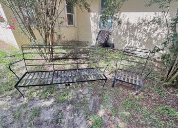Metal porch/garden bench and rocker
