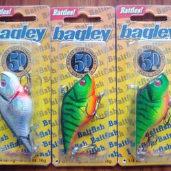 3 Vintage 50th Anniversary Bagley Rattles Fishing Lures - 1/4oz - NOS - Discontinued