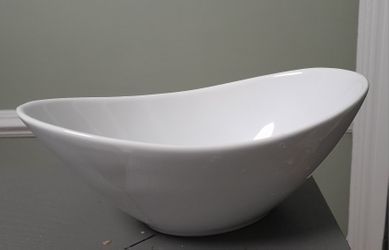 White Porcelain Oval Serving Bowls: TWO