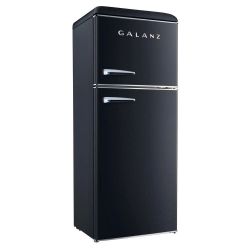 Galanz GLR10TRDEFR Retro 10-cu ft Counter-Depth 23.74-in Wide Top-Freezer Refrigerator In Black 