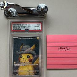 2023 Pokemon x Van Gogh Pikachu Grey Felt Hat PSA 10