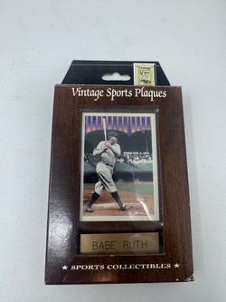 Vintage Sports Plaque 4X6 Replica of Babe Ruth in box