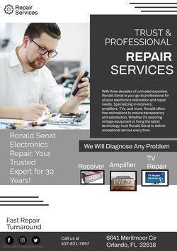 This is an AD: Ronald Senat Electronics Repair: Your Trusted Expert for 30 Years!