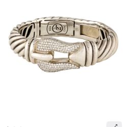 David Yurman Cuff , Silver Diamond Bracelet 