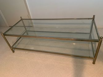 Brass and glass table 55 x 22